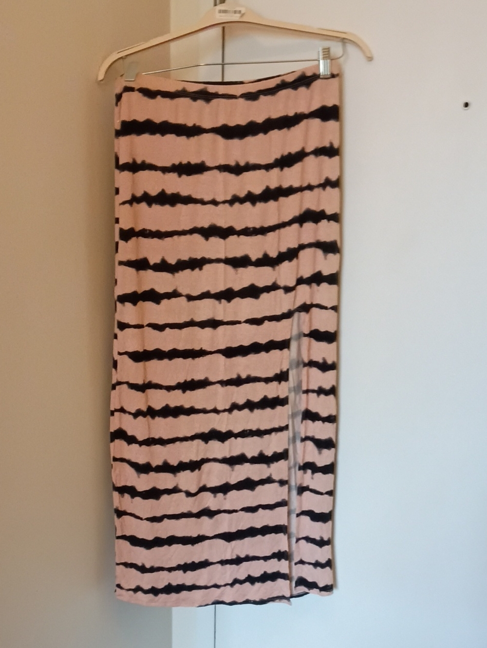 Material Girl Pink and Black Striped Maxi Skirt with Side Slit